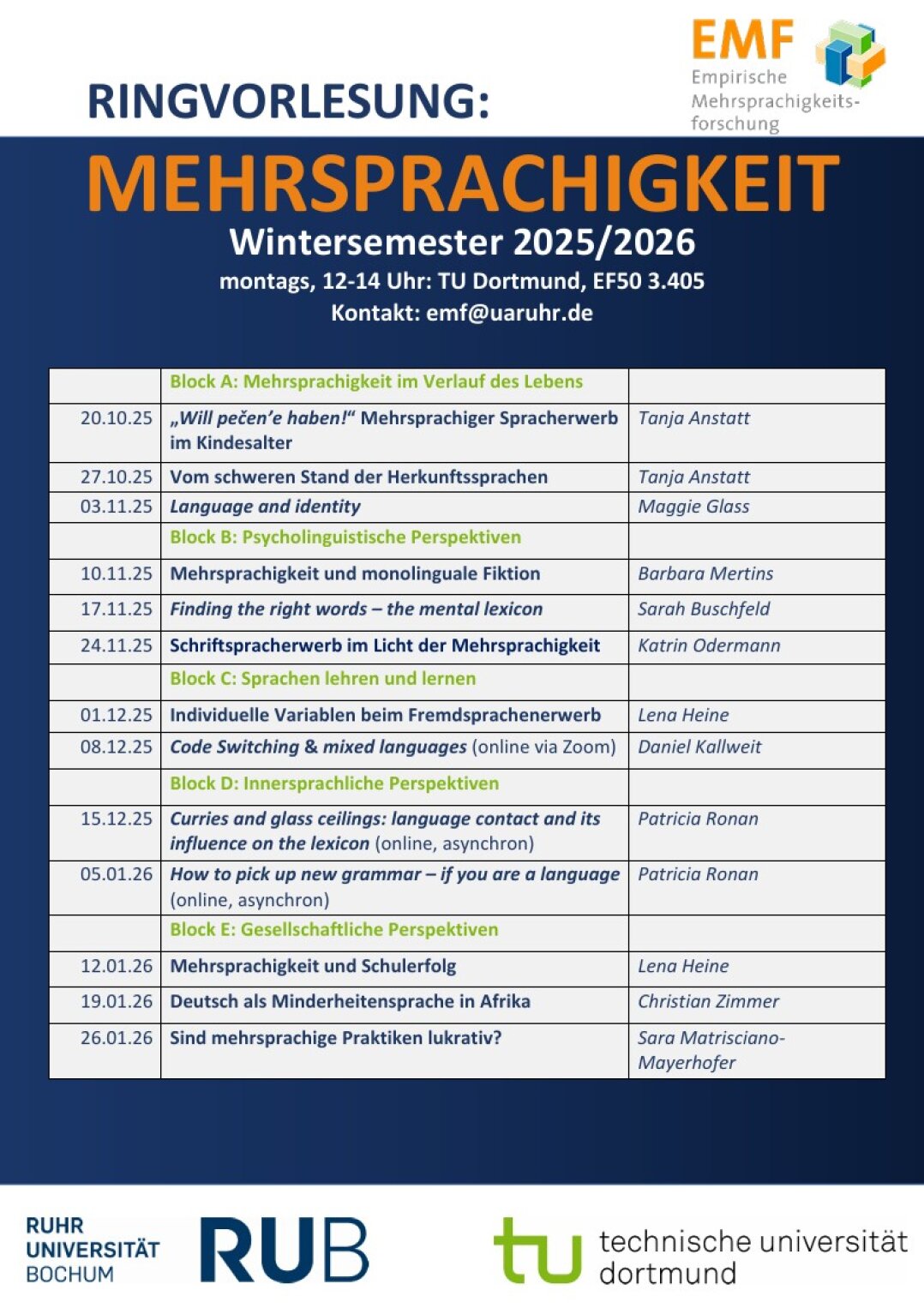 Ringvorlesung Mehrsprachigkeit Plakat